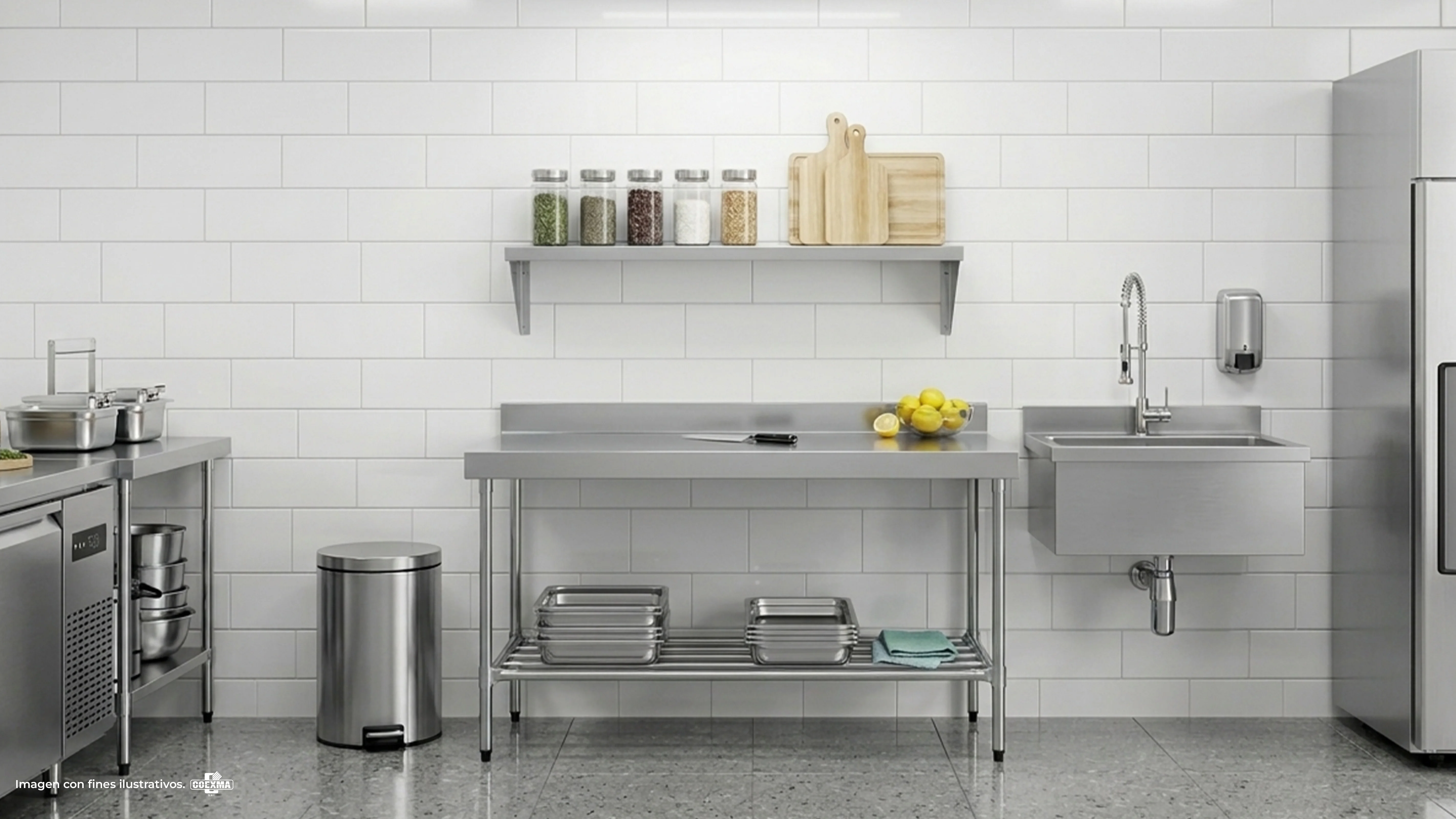 Mesa Inox Tablero con Espejo y Borde  MITEB