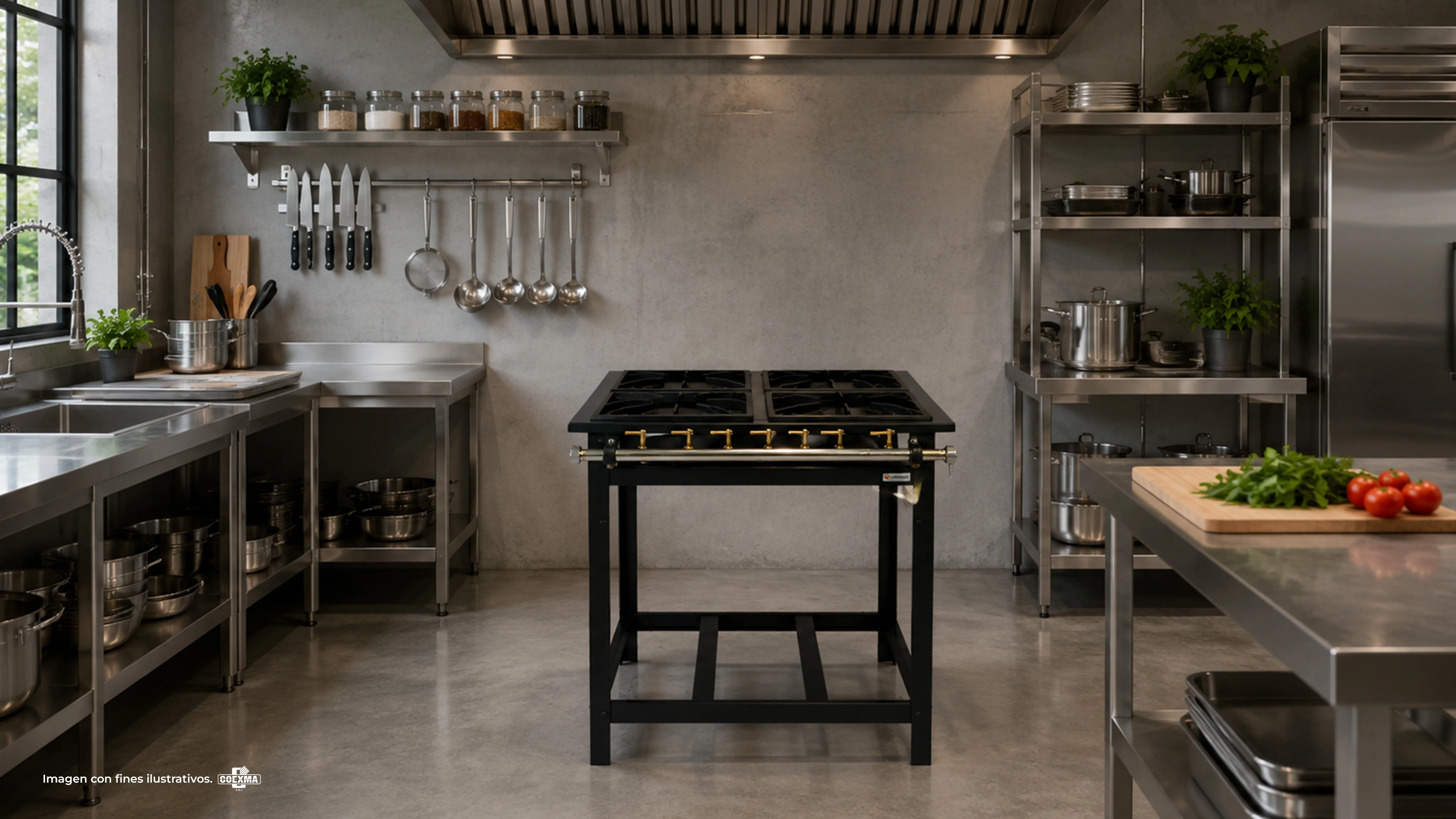 Cocina a Gas Industrial 4 Quemadores / con Espacio Horno / E4E