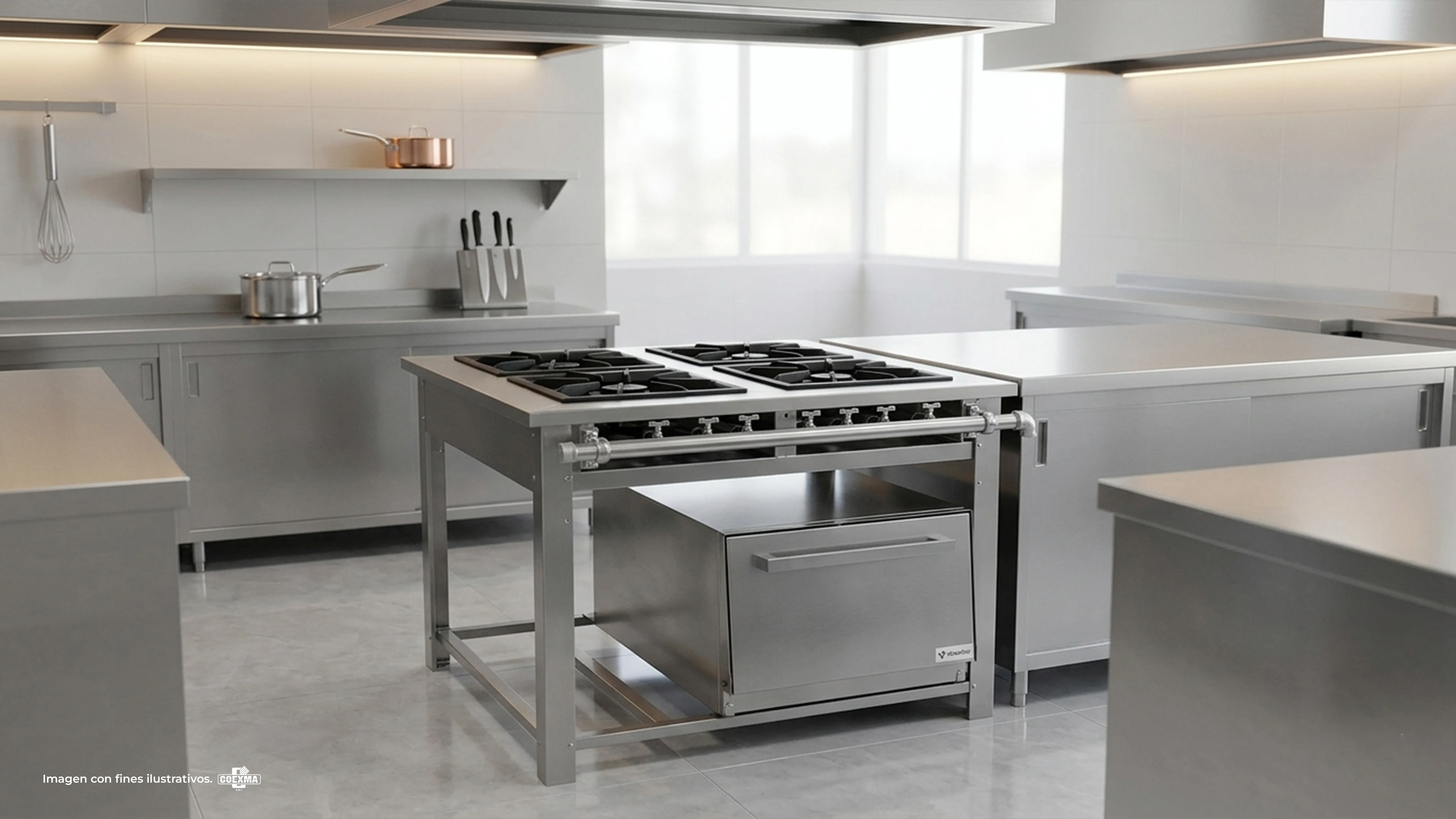 Cocina a Gas Industrial Maxi 4 Quemadores Acero Inox MI4