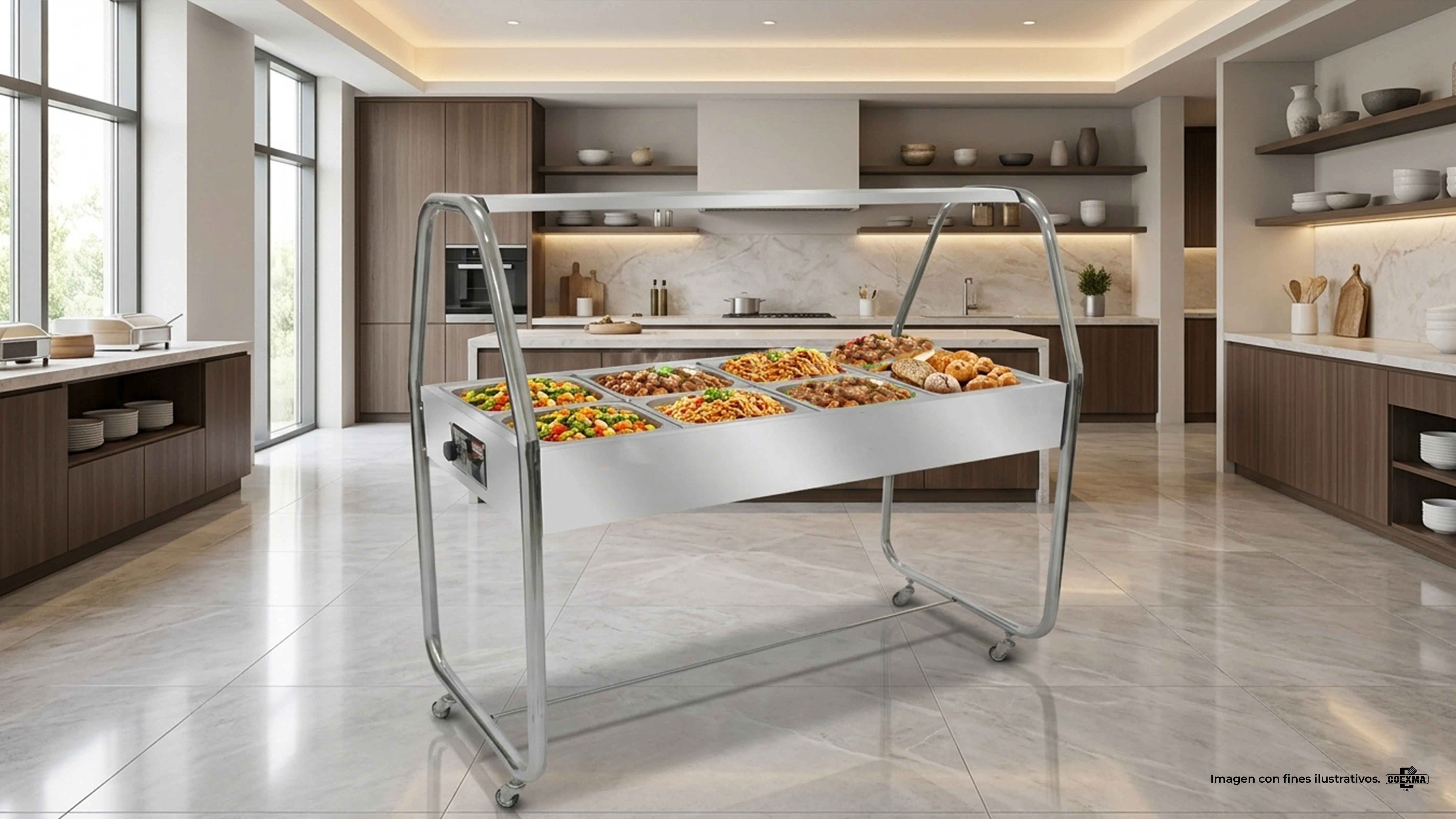 Buffet Central Caliente 8 Cubas 1/2 EA8TC Cromado