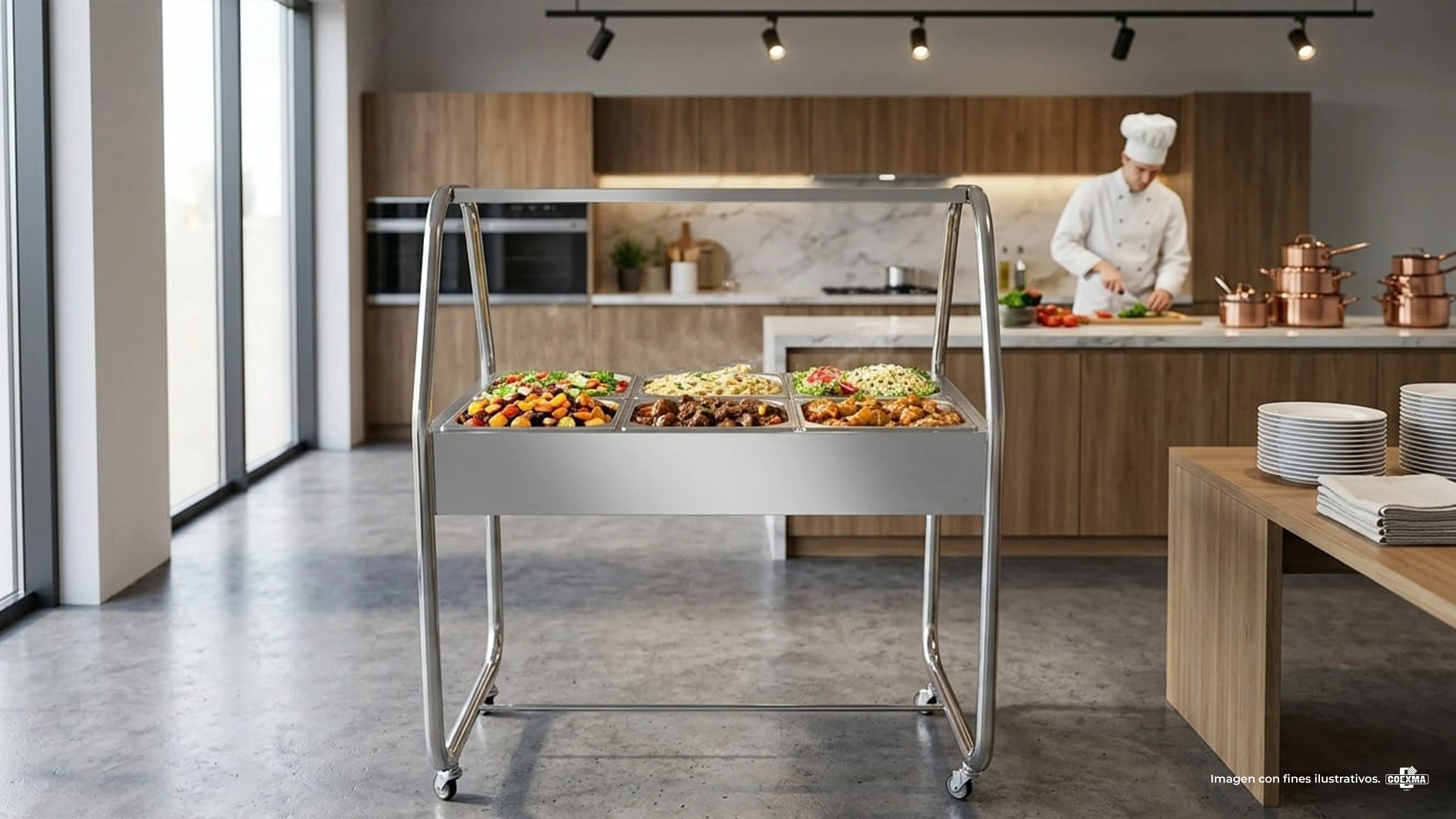 Buffet Central Frío 6 Cubas 1/2 EA6TCX Cromado