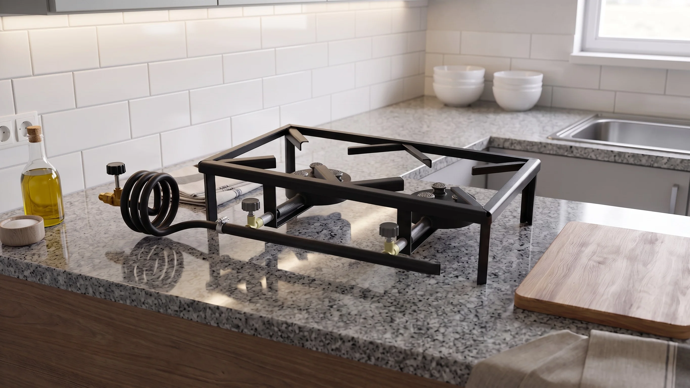 Cocina a Gas Industrial Alta Presión Mesa Rectangular F2B6