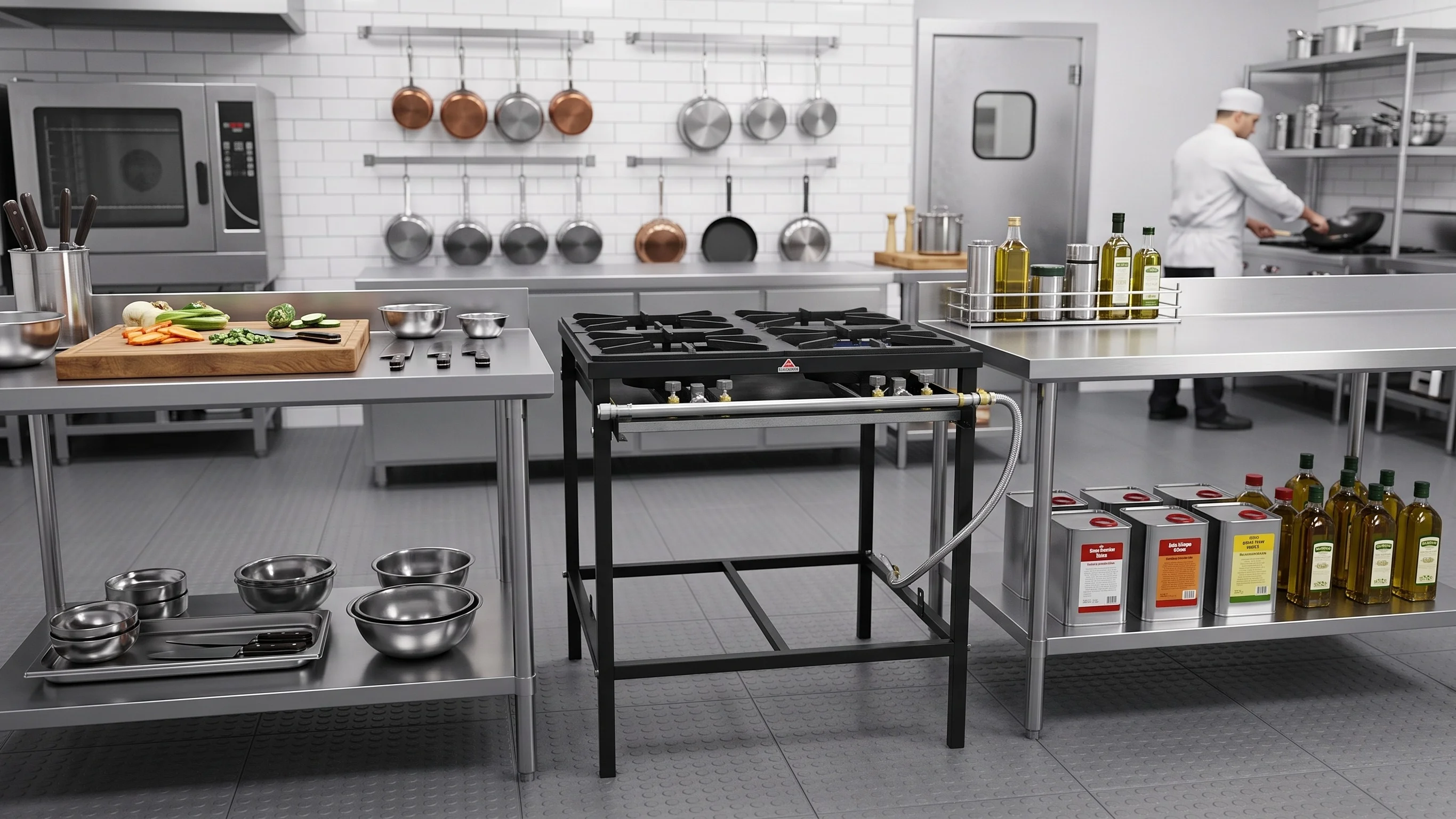 Cocina a Gas Industrial PREA-400 Alta Presión Pie 4 Quemadores