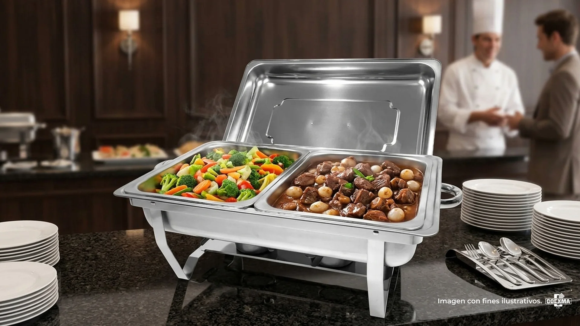 Calentador Rechaud para Buffet Rectangular 9 Litros GN 1/2