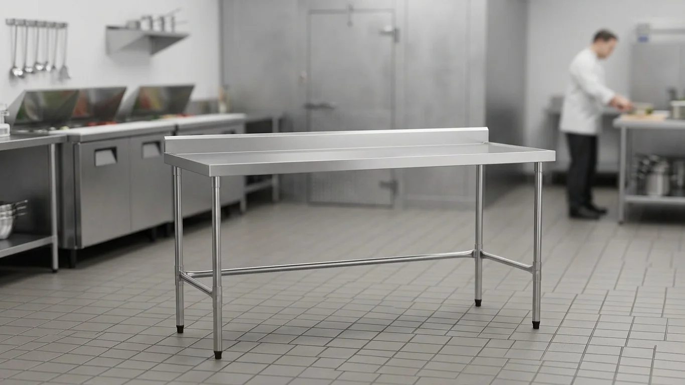 Mesa Inox con Espejo y Borde MITEBEP-1500 Estructura Pintada