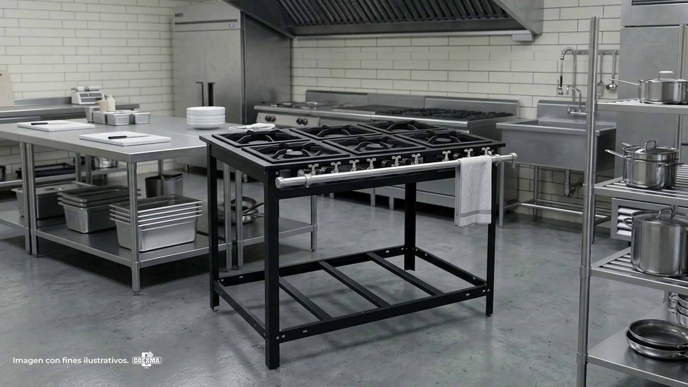 Cocina a Gas Industrial 6 Quemadores con Espacio /E6E / 3QS / 3QD