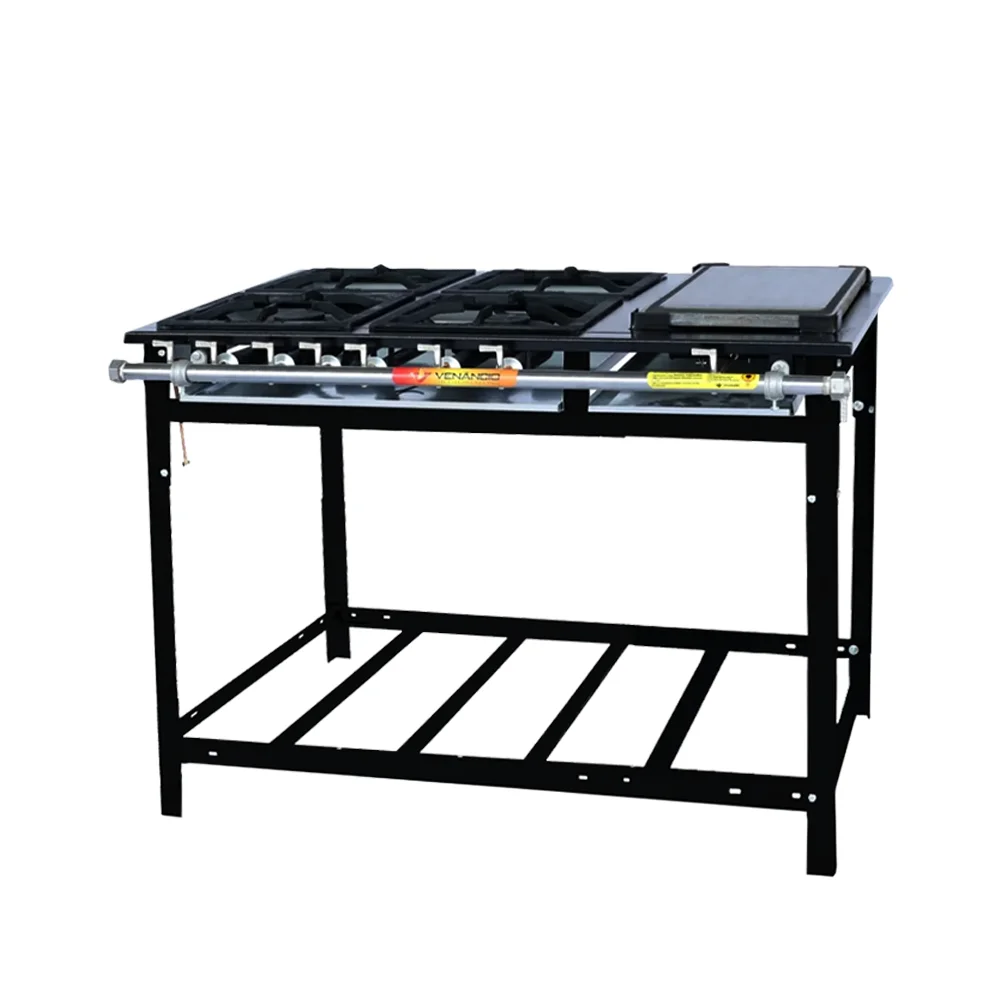 Cocina a Gas Industrial 4 Quemadores /E4Q2S2D con Espacio /Chapa - Imagen 2