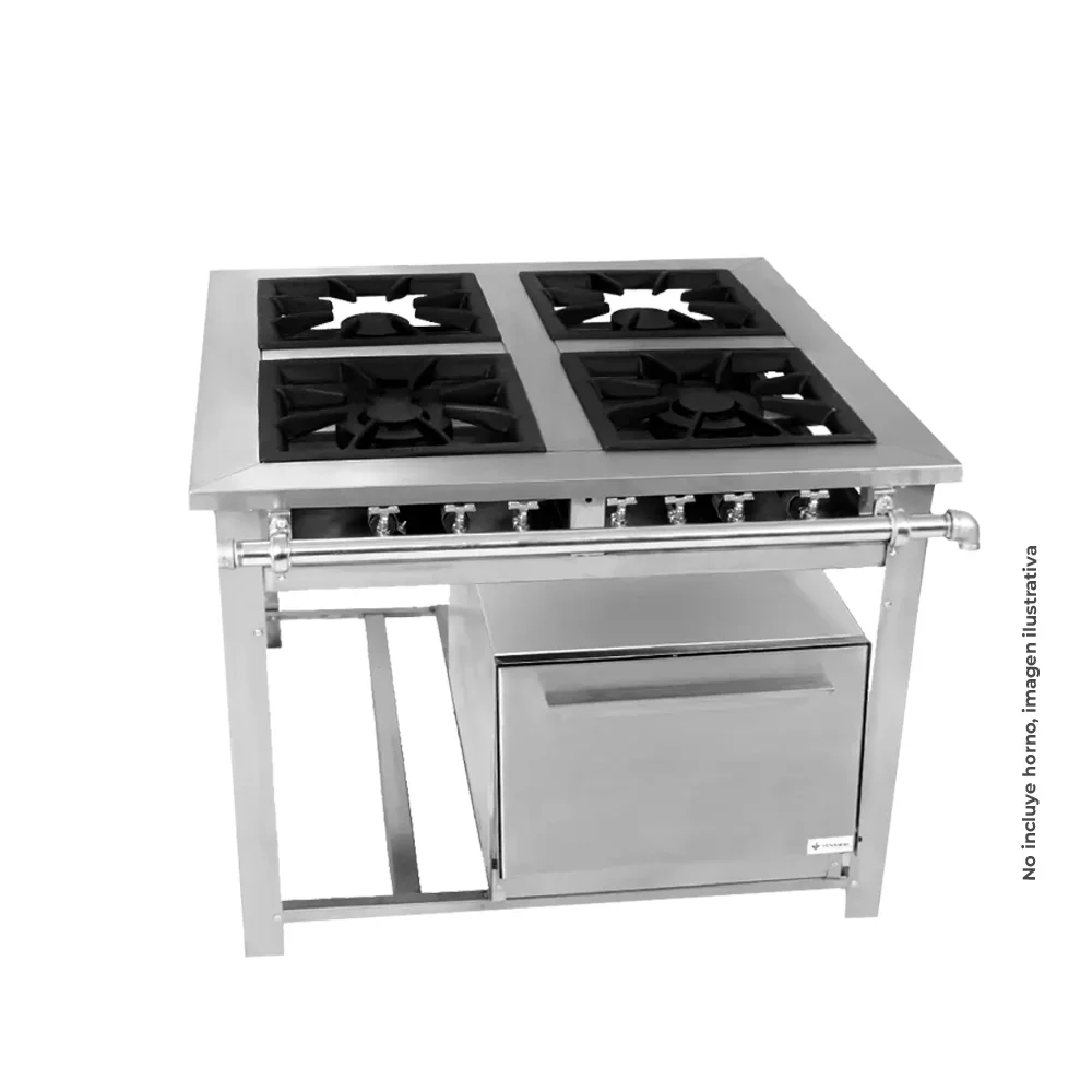 Cocina a Gas Industrial Maxi 4 Quemadores Acero Inox MI4 - Imagen 2